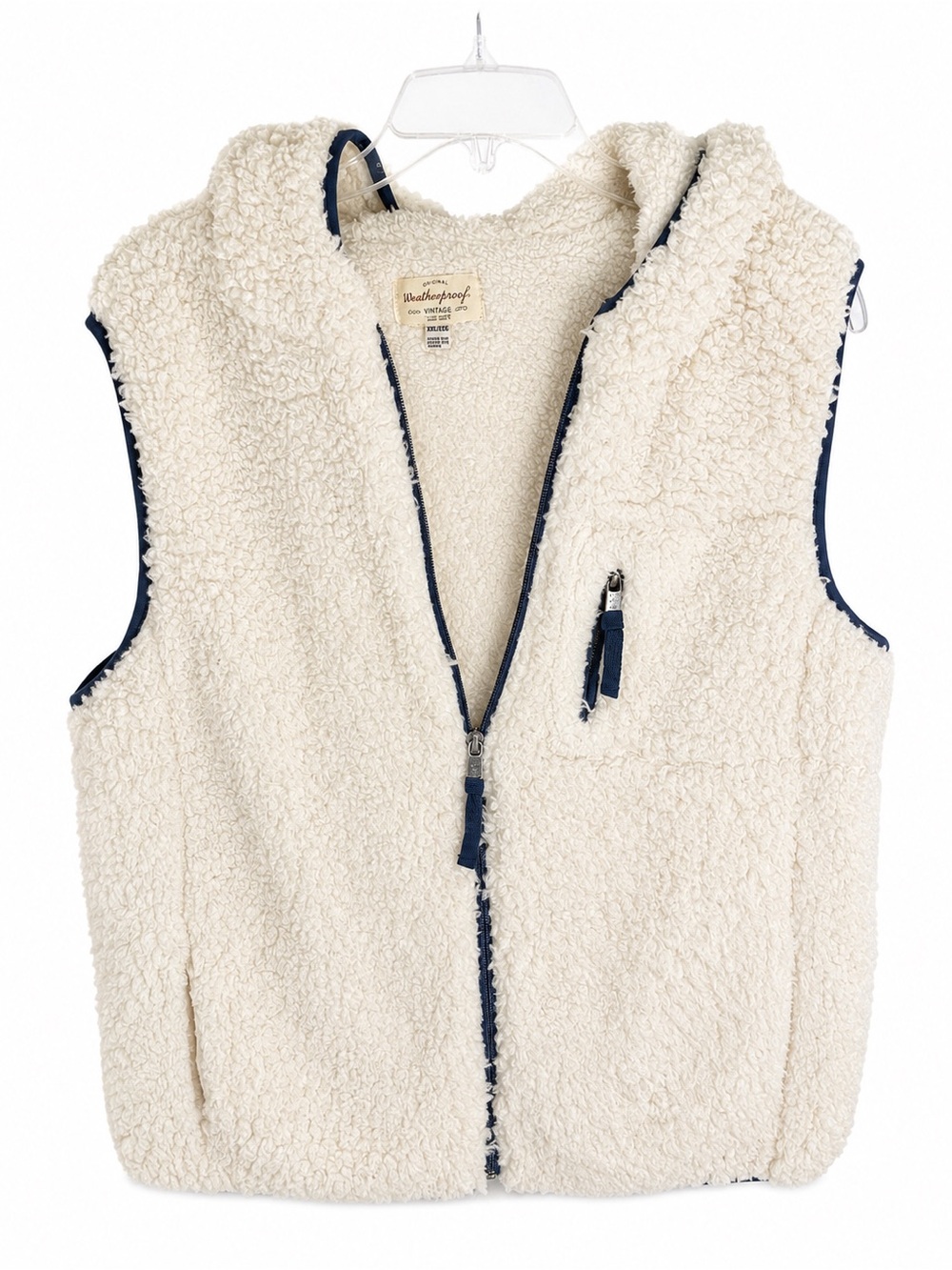 Weatherproof Vintage Women’s Cream Sherpa Hooded Vest Size XXL